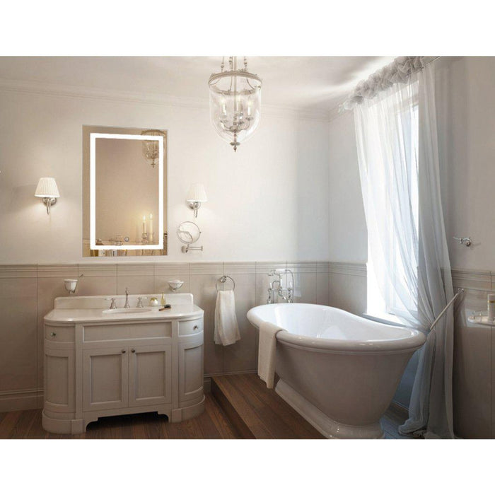 Krugg Reflections Icon 36" x 24" 5000K Rectangular Wall-Mounted Illuminated Silver Backed LED Mirror With Built-in Defogger and Touch Sensor On/Off Built-in Dimmer