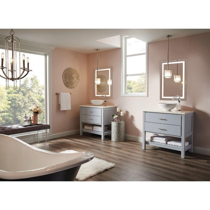 Krugg Reflections Icon 36" x 24" 5000K Rectangular Wall-Mounted Illuminated Silver Backed LED Mirror With Built-in Defogger and Touch Sensor On/Off Built-in Dimmer