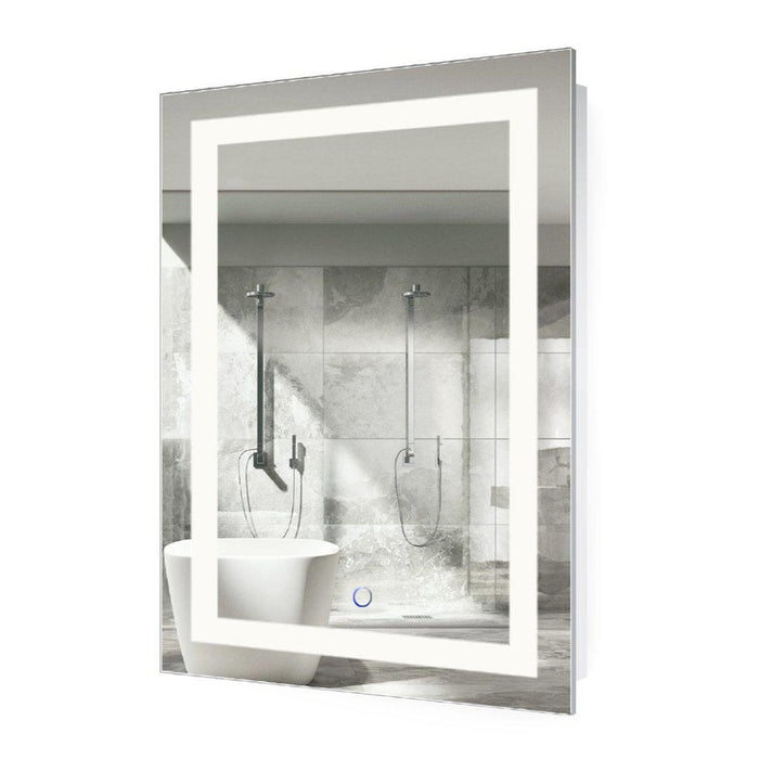 Krugg Reflections Icon 36" x 24" 5000K Rectangular Wall-Mounted Illuminated Silver Backed LED Mirror With Built-in Defogger and Touch Sensor On/Off Built-in Dimmer