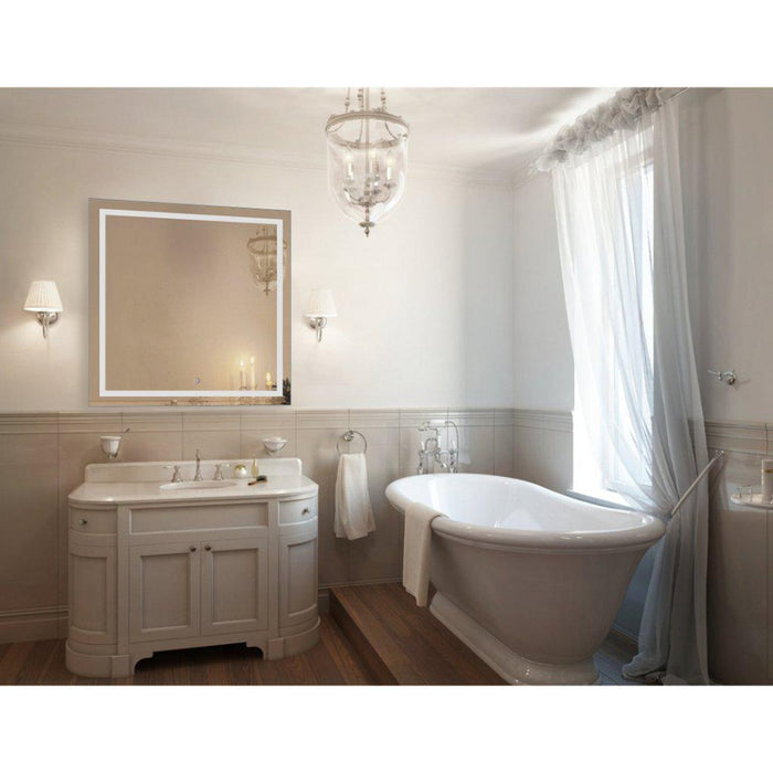 Krugg Reflections Icon 36" x 36" 5000K Square Wall-Mounted Illuminated Silver Backed LED Mirror With Built-in Defogger and Touch Sensor On/Off Built-in Dimmer