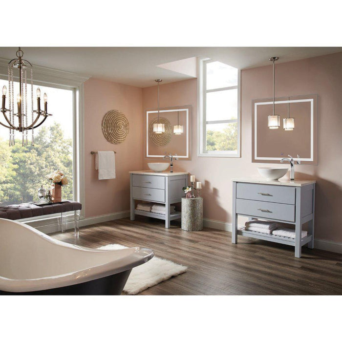 Krugg Reflections Icon 36" x 36" 5000K Square Wall-Mounted Illuminated Silver Backed LED Mirror With Built-in Defogger and Touch Sensor On/Off Built-in Dimmer