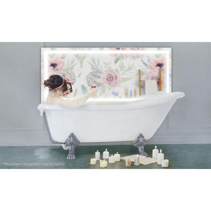 Krugg Reflections Icon 36" x 36" 5000K Square Wall-Mounted Illuminated Silver Backed LED Mirror With Built-in Defogger and Touch Sensor On/Off Built-in Dimmer