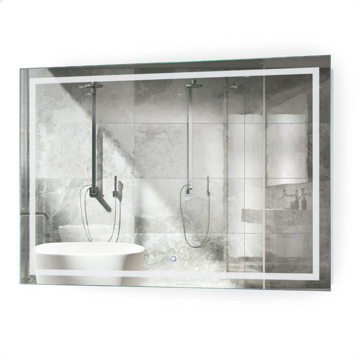 Krugg Reflections Icon 48” x 36” 5000K Rectangular Wall-Mounted Illuminated Silver Backed LED  Mirror With Built-in Defogger and Touch Sensor On/Off Built-in Dimmer
