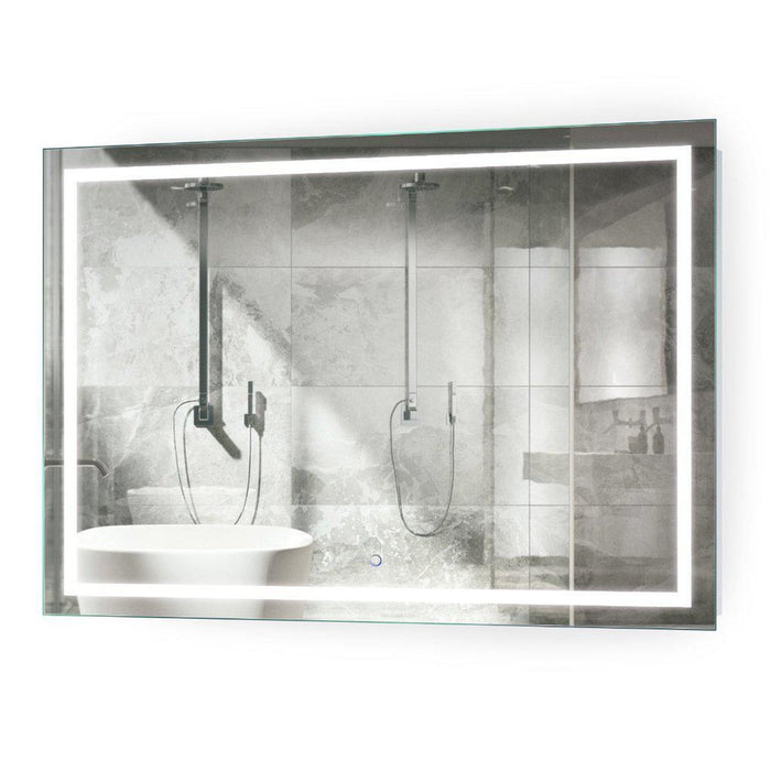 Krugg Reflections Icon 48” x 36” 5000K Rectangular Wall-Mounted Illuminated Silver Backed LED  Mirror With Built-in Defogger and Touch Sensor On/Off Built-in Dimmer