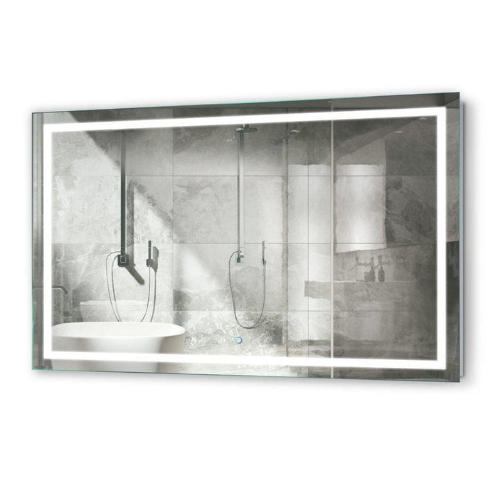 Krugg Reflections Icon 54” x 36” 5000K Rectangular Wall-Mounted Illuminated Silver Backed LED  Mirror With Built-in Defogger and Touch Sensor On/Off Built-in Dimmer