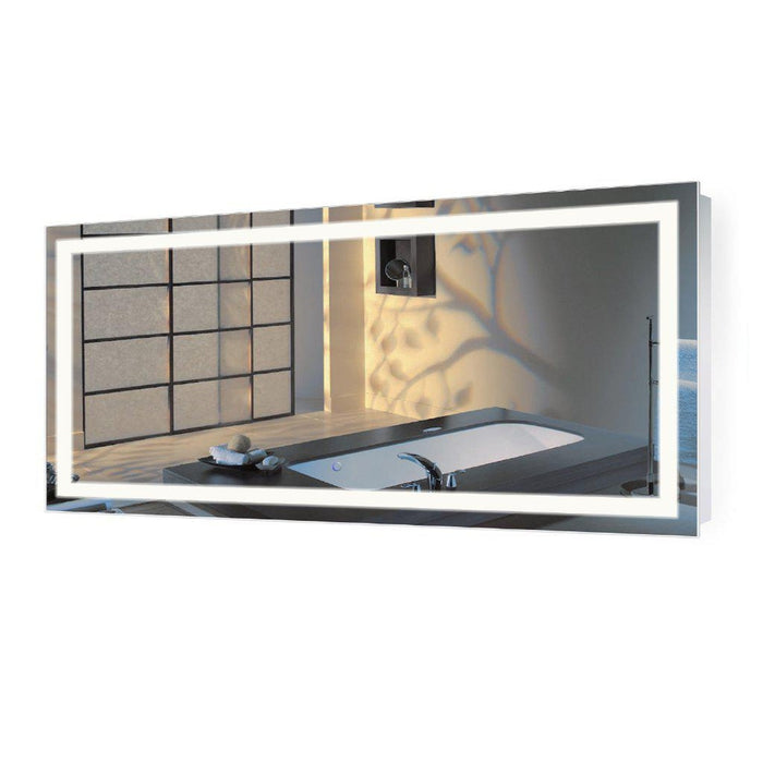 Krugg Reflections Icon 60" x 30" 5000K Rectangular Wall-Mounted Illuminated Silver Backed LED Mirror With Built-in Defogger and Touch Sensor On/Off Built-in Dimmer