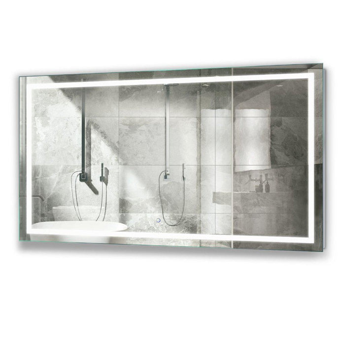 Krugg Reflections Icon 60” x 36” 5000K Rectangular Wall-Mounted Illuminated Silver Backed LED  Mirror With Built-in Defogger and Touch Sensor On/Off Built-in Dimmer