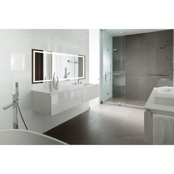 Krugg Reflections Icon 72" x 30" 5000K Rectangular Wall-Mounted Illuminated Silver Backed LED Mirror With Built-in Defogger and Touch Sensor On/Off Built-in Dimmer
