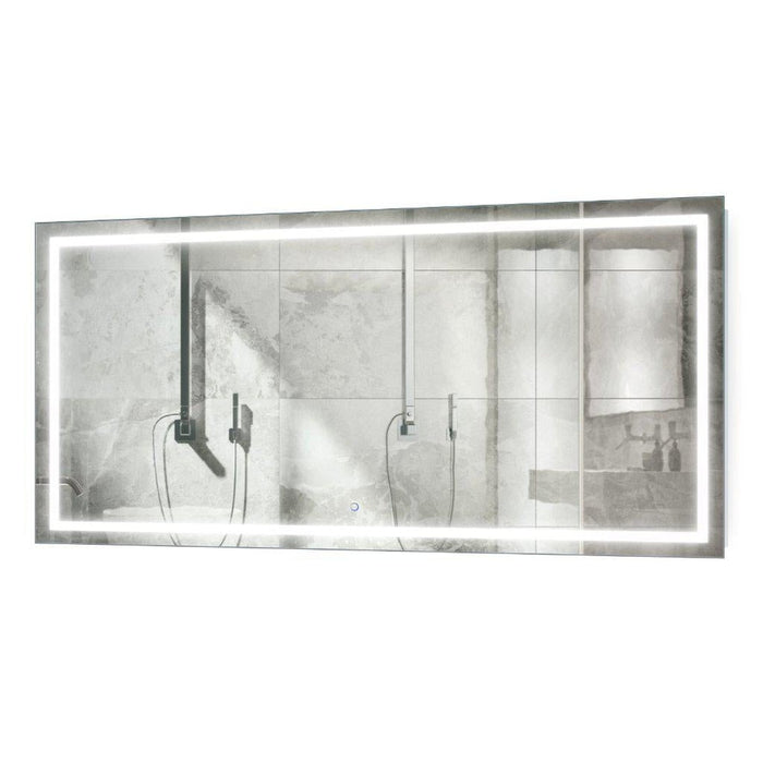 Krugg Reflections Icon 72” x 36” 5000K Rectangular Wall-Mounted Illuminated Silver Backed LED  Mirror With Built-in Defogger and Touch Sensor On/Off Built-in Dimmer