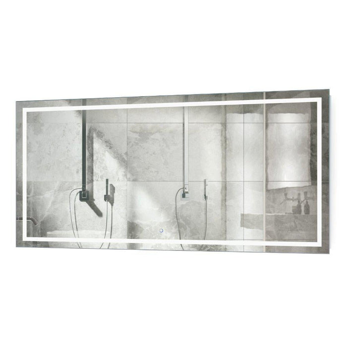 Krugg Reflections Icon 72” x 36” 5000K Rectangular Wall-Mounted Illuminated Silver Backed LED  Mirror With Built-in Defogger and Touch Sensor On/Off Built-in Dimmer