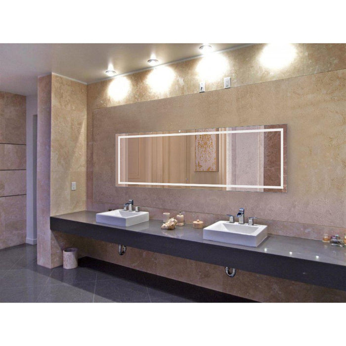 Krugg Reflections Icon 84" x 30" 5000K Rectangular Wall-Mounted Illuminated Silver Backed LED Mirror With Built-in Defogger and Touch Sensor On/Off Built-in Dimmer