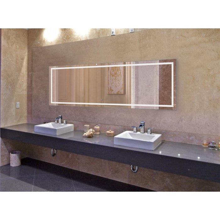 Krugg Reflections Icon 84" x 30" 5000K Rectangular Wall-Mounted Illuminated Silver Backed LED Mirror With Built-in Defogger and Touch Sensor On/Off Built-in Dimmer