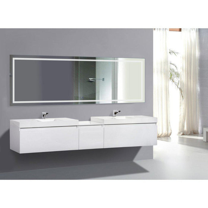 Krugg Reflections Icon 84" x 30" 5000K Rectangular Wall-Mounted Illuminated Silver Backed LED Mirror With Built-in Defogger and Touch Sensor On/Off Built-in Dimmer