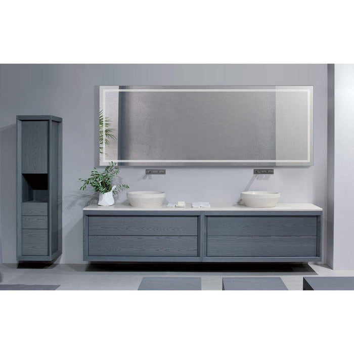 Krugg Reflections Icon 96" x 36" 5000K Rectangular Wall-Mounted Lighted LED Mirror With Built-in Defogger