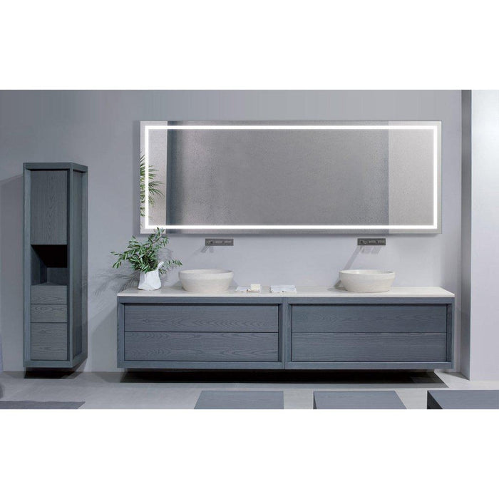 Krugg Reflections Icon 96" x 36" 5000K Rectangular Wall-Mounted Lighted LED Mirror With Built-in Defogger