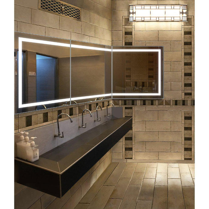 Krugg Reflections Mod 108" x 36" 5000K Long Modular Corner Wall-Mounted Silver-Backed LED Bathroom Vanity Mirror With Built-in Defogger and Dimmer