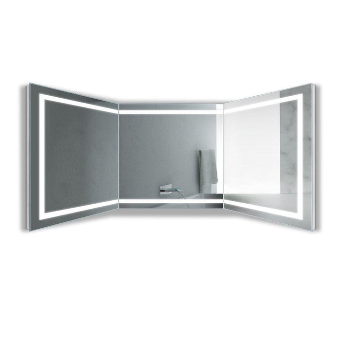 Krugg Reflections Mod 108" x 36" 5000K Long Modular Corner Wall-Mounted Silver-Backed LED Bathroom Vanity Mirror With Built-in Defogger and Dimmer