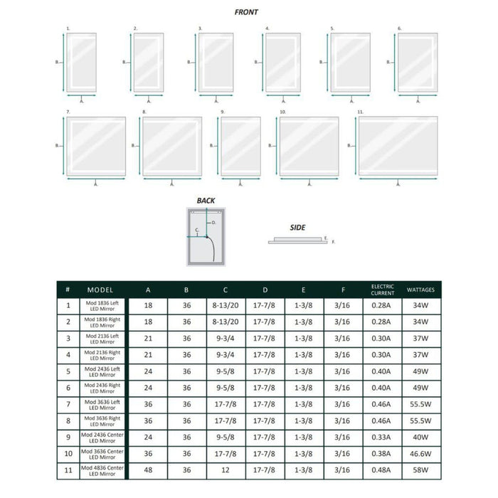 Krugg Reflections Mod 120" x 36" 5000K Long Modular Corner Wall-Mounted Silver-Backed LED Bathroom Vanity Mirror With Built-in Defogger and Dimmer