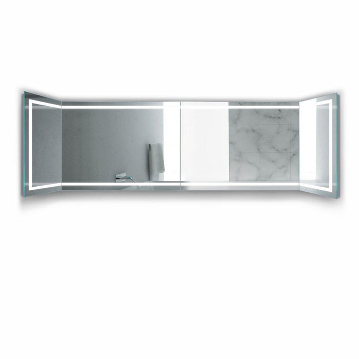 Krugg Reflections Mod 132" x 36" 5000K Long Modular Corner Wall-Mounted Silver-Backed LED Bathroom Vanity Mirror With Built-in Defogger and Dimmer