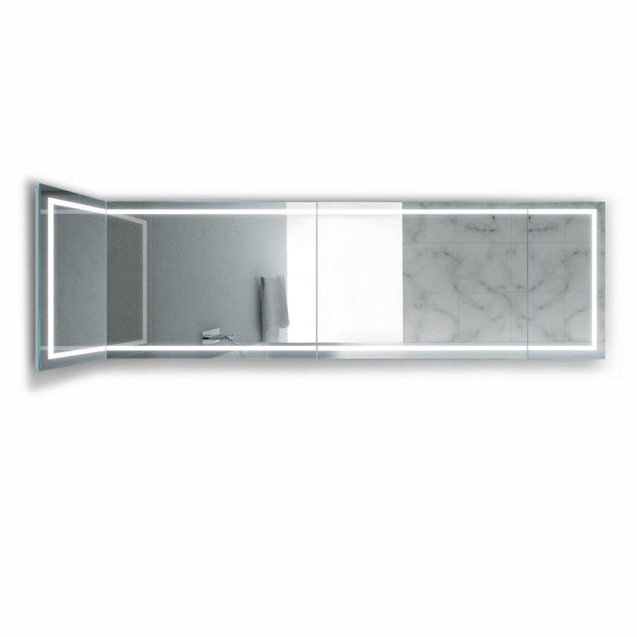 Krugg Reflections Mod 132" x 36" 5000K Long Modular Corner Wall-Mounted Silver-Backed LED Bathroom Vanity Mirror With Built-in Defogger and Dimmer