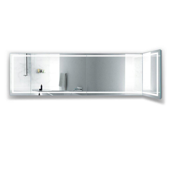 Krugg Reflections Mod 132" x 36" 5000K Long Modular Corner Wall-Mounted Silver-Backed LED Bathroom Vanity Mirror With Built-in Defogger and Dimmer