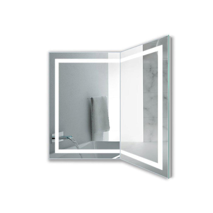 Krugg Reflections Mod 48" x 36" 24D 5000K Rectangular Modular Corner Wall-Mounted Silver-Backed LED Bathroom Vanity Mirror With Built-in Defogger and Dimmer