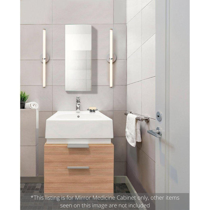 Krugg Reflections Plaza 12" x 30"  Single Left Opening Rectangular Recessed/Surface-Mount Medicine Cabinet Mirror With Two Adjustable Shelves