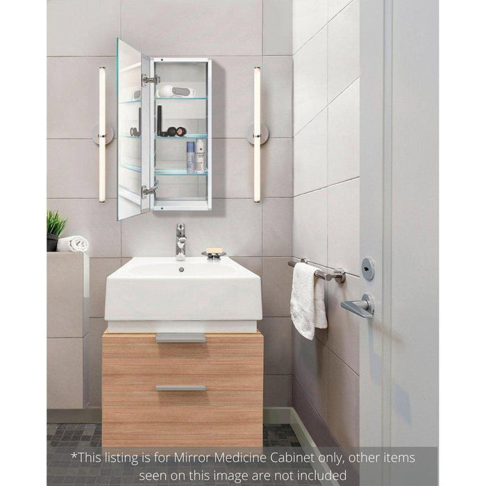 Krugg Reflections Plaza 12" x 30"  Single Left Opening Rectangular Recessed/Surface-Mount Medicine Cabinet Mirror With Two Adjustable Shelves