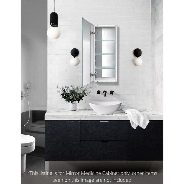 Krugg Reflections Plaza 12" x 30"  Single Left Opening Rectangular Recessed/Surface-Mount Medicine Cabinet Mirror With Two Adjustable Shelves