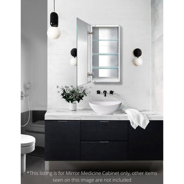 Krugg Reflections Plaza 16" x 30"  Single Left Opening Rectangular Recessed/Surface-Mount Medicine Cabinet Mirror With Three Adjustable Shelves