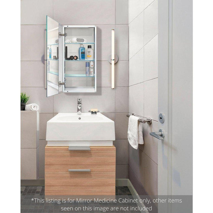 Krugg Reflections Plaza 16" x 30"  Single Left Opening Rectangular Recessed/Surface-Mount Medicine Cabinet Mirror With Three Adjustable Shelves