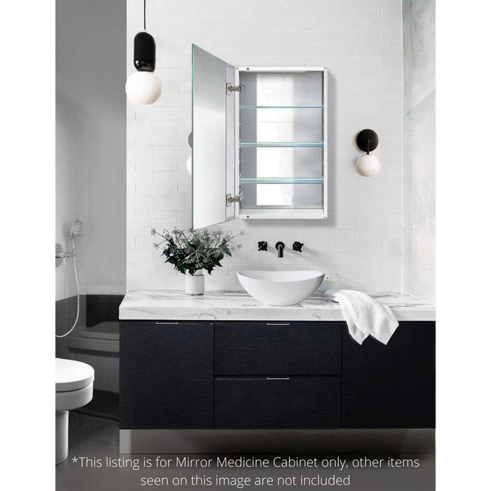 Krugg Reflections Plaza 18" x 30"  Single Left Opening Rectangular Recessed/Surface-Mount Medicine Cabinet Mirror With Three Adjustable Shelves