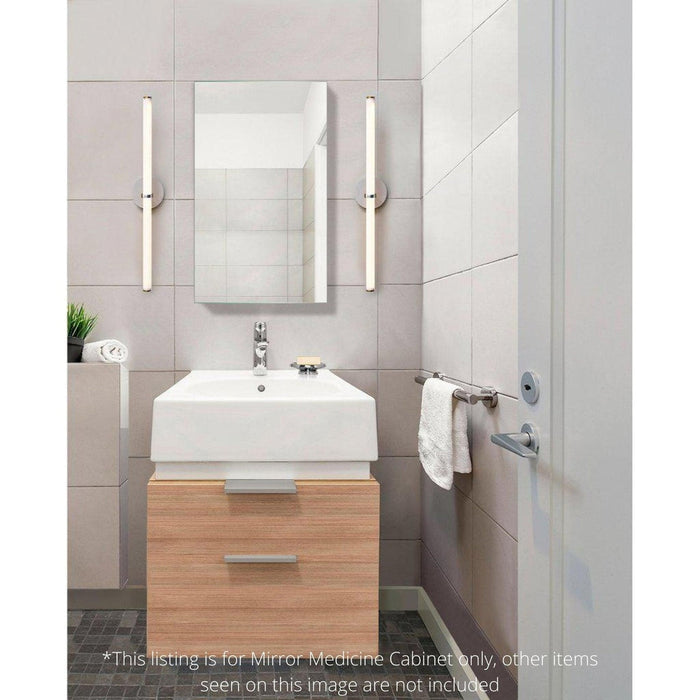 Krugg Reflections Plaza 18" x 30"  Single Left Opening Rectangular Recessed/Surface-Mount Medicine Cabinet Mirror With Three Adjustable Shelves