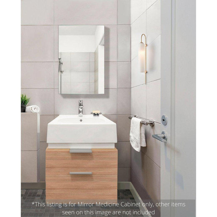 Krugg Reflections Plaza 20" x 30"  Single Left Opening Rectangular Recessed/Surface-Mount Medicine Cabinet Mirror With Three Adjustable Shelves