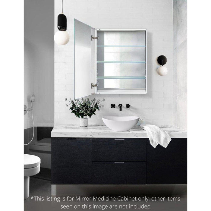 Krugg Reflections Plaza 24" x 30"  Single Left Opening Rectangular Recessed/Surface-Mount Medicine Cabinet Mirror With Three Adjustable Shelves