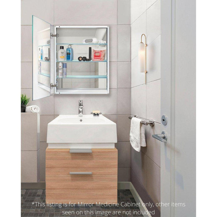 Krugg Reflections Plaza 24" x 30"  Single Left Opening Rectangular Recessed/Surface-Mount Medicine Cabinet Mirror With Three Adjustable Shelves