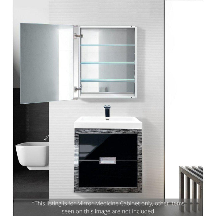 Krugg Reflections Plaza 24" x 30"  Single Left Opening Rectangular Recessed/Surface-Mount Medicine Cabinet Mirror With Three Adjustable Shelves