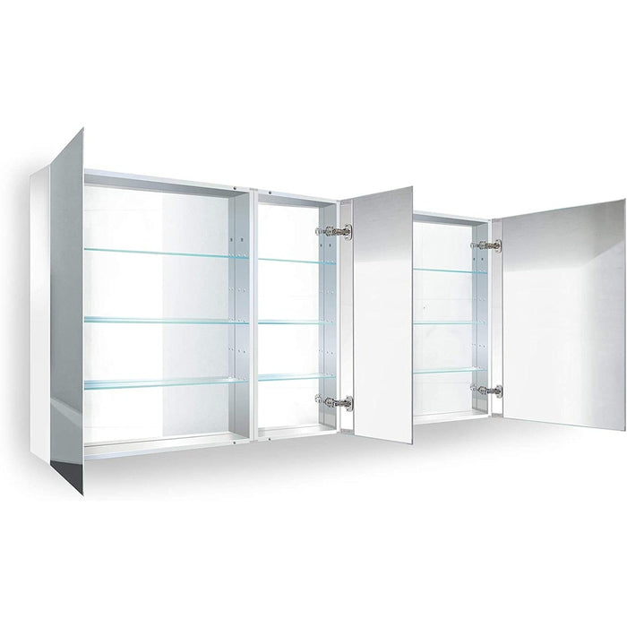 Krugg Reflections Plaza 60" x 30"  Tri-View Left-Right-Right Opening Rectangular Recessed/Surface-Mount Medicine Cabinet Mirror