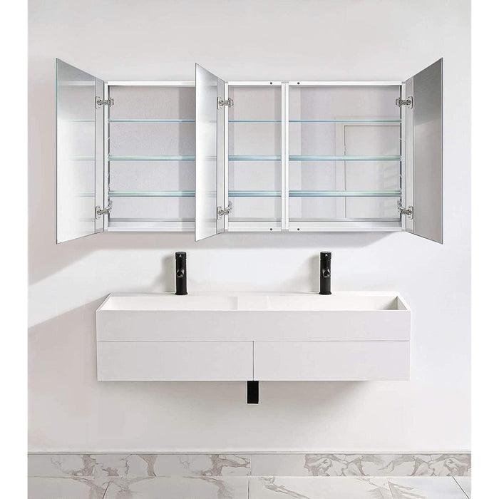 Krugg Reflections Plaza 60" x 30"  Tri-View Left-Right-Right Opening Rectangular Recessed/Surface-Mount Medicine Cabinet Mirror