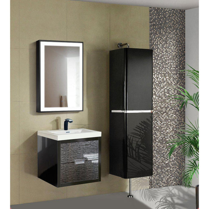 Krugg Reflections Soho 24" x 36" 5000K Rectangular Matte Black Wall-Mounted Framed LED Bathroom Vanity Mirror With Built-in Defogger and Dimmer