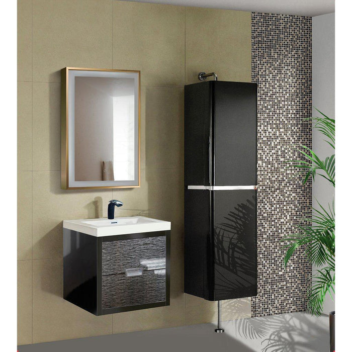 Krugg Reflections Soho 24" x 36" 5000K Rectangular Matte Gold Wall-Mounted Framed LED Bathroom Vanity Mirror With Built-in Defogger and Dimmer