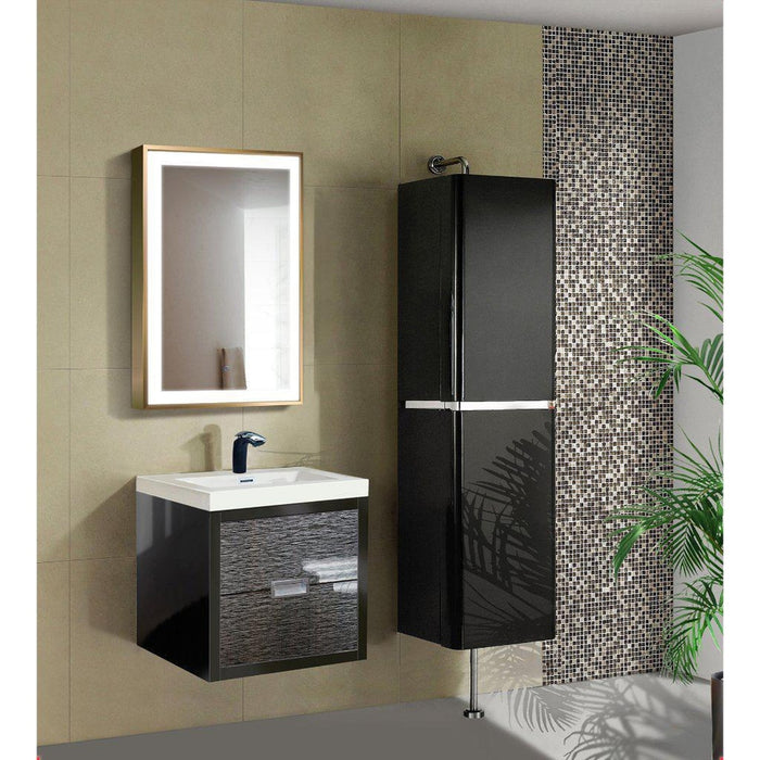 Krugg Reflections Soho 24" x 36" 5000K Rectangular Matte Gold Wall-Mounted Framed LED Bathroom Vanity Mirror With Built-in Defogger and Dimmer