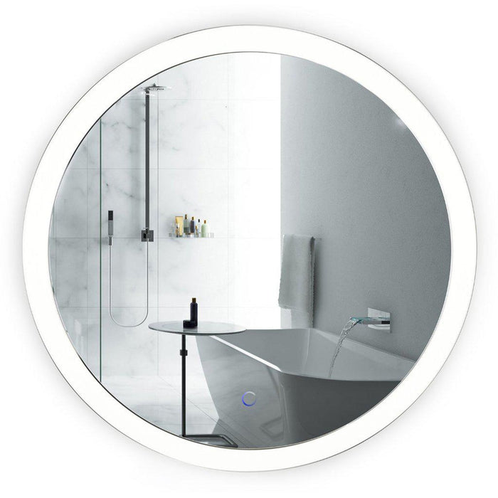 Krugg Reflections Sol 27" x 27" 5000K Round Wall-Mounted Illuminated Silver Backed LED Mirror With Built-in Defogger and Touch Sensor On/Off Built-in Dimmer