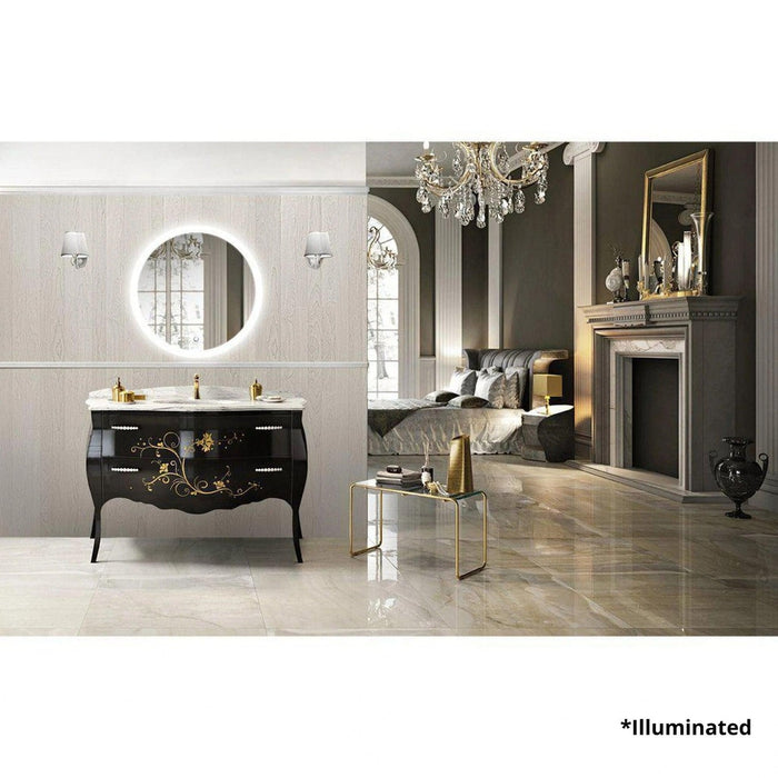 Krugg Reflections Sol 30" x 30" 5000K Round Wall-Mounted Illuminated Silver Backed LED Mirror With Built-in Defogger and Touch Sensor On/Off Built-in Dimmer