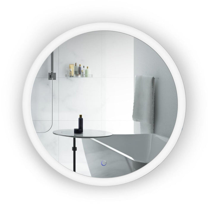 Krugg Reflections Sol 30" x 30" 5000K Round Wall-Mounted Illuminated Silver Backed LED Mirror With Built-in Defogger and Touch Sensor On/Off Built-in Dimmer