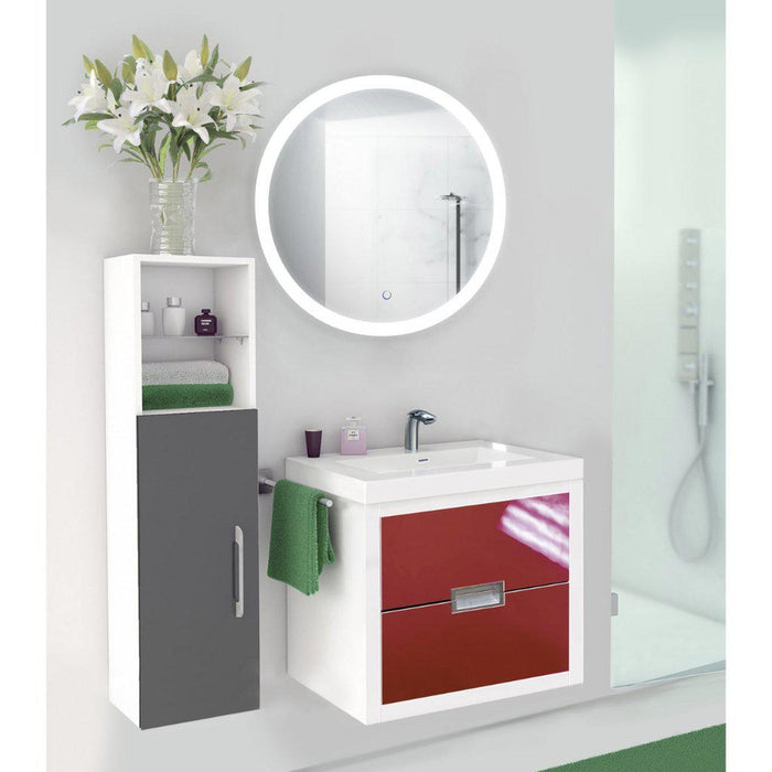 Krugg Reflections Sol 32" x 32" 5000K Round Wall-Mounted Illuminated Silver Backed LED Mirror With Built-in Defogger and Touch Sensor On/Off Built-in Dimmer