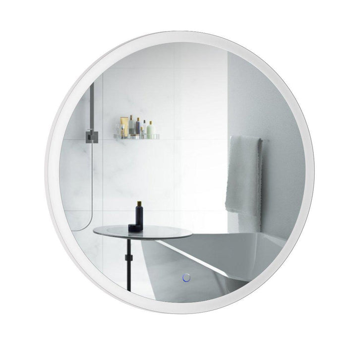 Krugg Reflections Sol 32" x 32" 5000K Round Wall-Mounted Illuminated Silver Backed LED Mirror With Built-in Defogger and Touch Sensor On/Off Built-in Dimmer