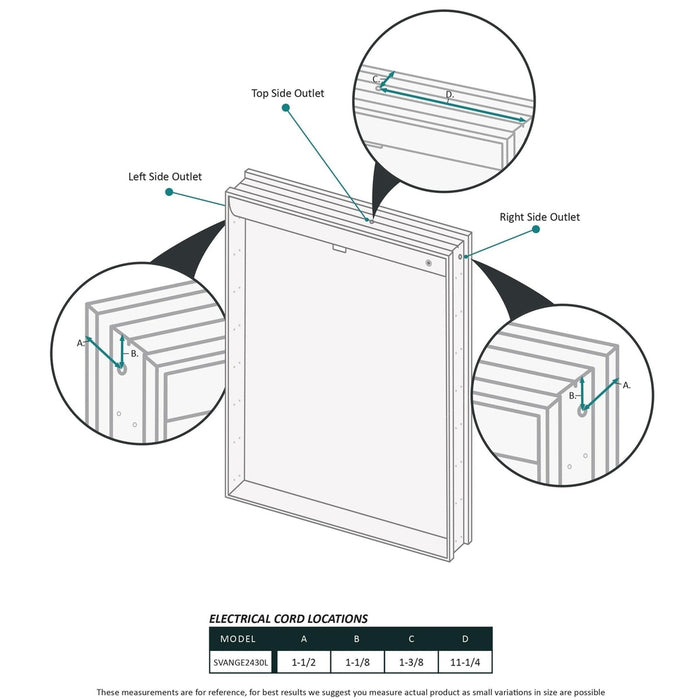 Krugg Reflections Svange 24" x 30" 5000K Single Left Opening Recessed/Surface-Mount Illuminated Silver Backed LED Medicine Cabinet Mirror With Built-in Defogger, Dimmer and Electrical Outlet