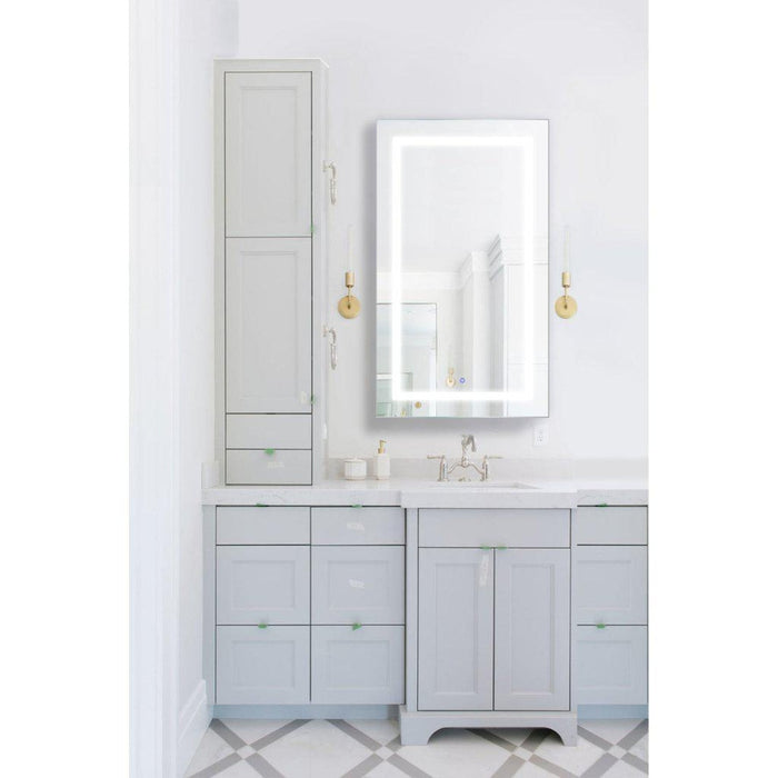 Krugg Reflections Svange 24" x 42" 5000K Single Left Opening Rectangular Recessed/Surface-Mount Illuminated Silver Backed LED Medicine Cabinet Mirror With Built-in Defogger, Dimmer and Electrical Outlet