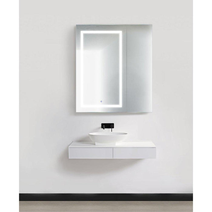 Krugg Reflections Svange 36" x 42" 5000K Single Bi-View Left Opening Recessed/Surface-Mount Illuminated Silver Backed LED Medicine Cabinet Mirror With Built-in Defogger, Dimmer and Electrical Outlet